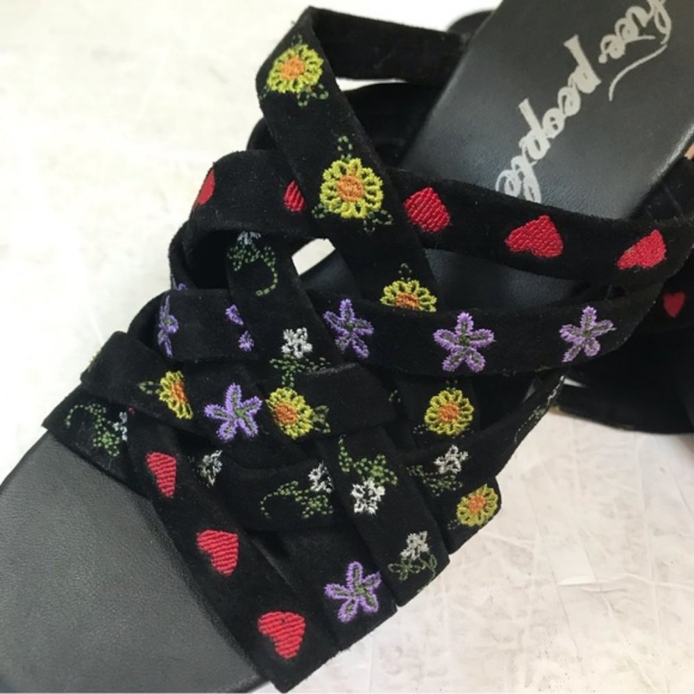 Free People NEW Lisbon Platform Heels Floral Suede Platform Mules Sandals Clog 9 - Picture 13 of 16